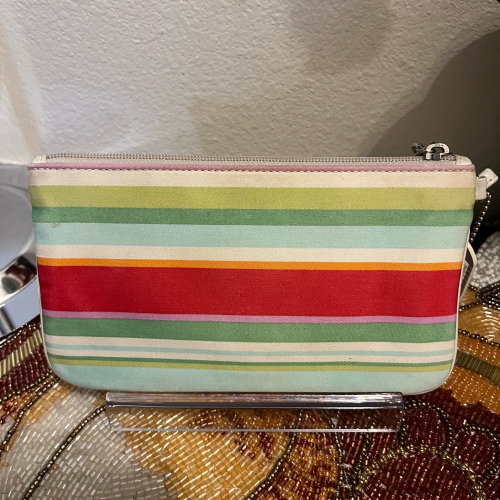 Coach Hampton Multi Colored Striped Wristlet W Wh… - image 2
